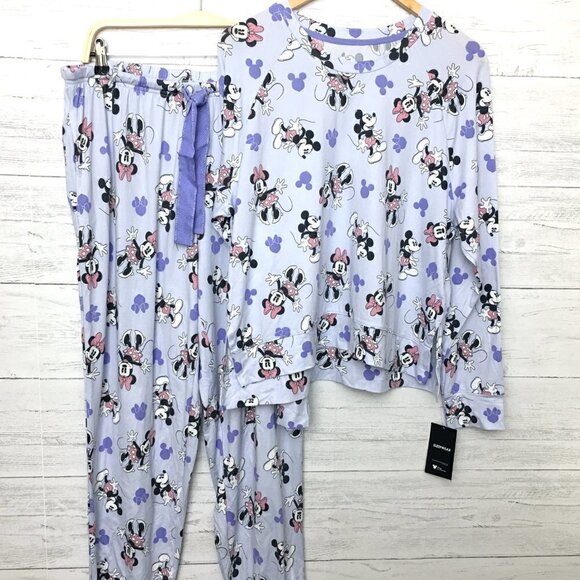 NEW Disney Women's Purple Pajamas Minnie Mouse Long Sleeves Jogger Pants Medium - Picture 13 of 13